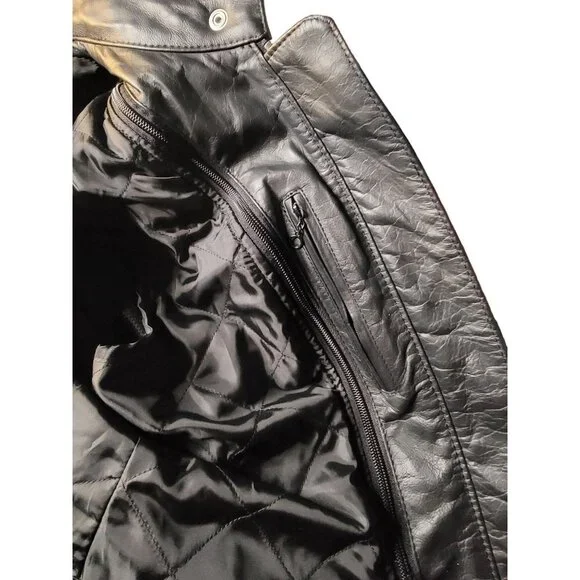 Z1R Nectar Womens LG Black White Leather Motorcycle Jacket Removable Pads Liner - Picture 11 of 14